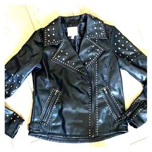 Silence+ noise faux leather motto jacket